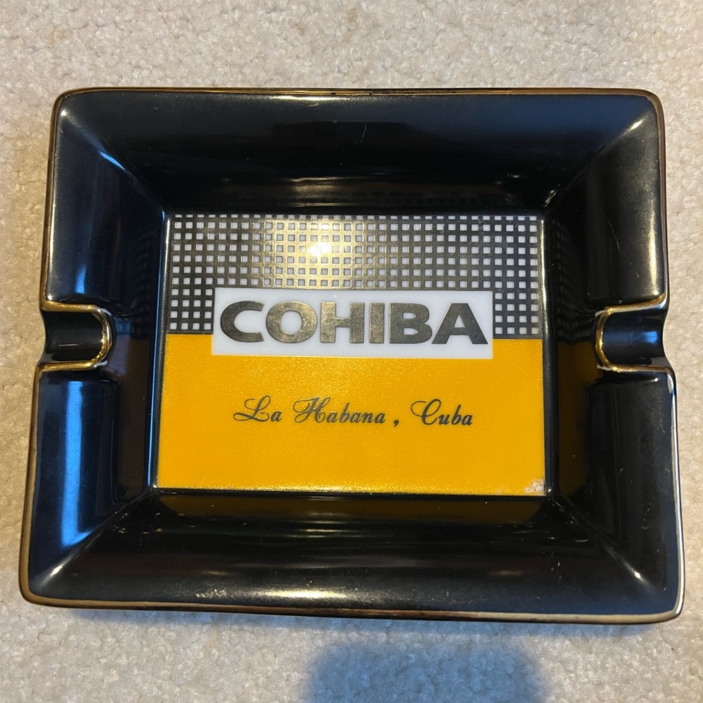 Black, gold trim cohiba cigar ashtray